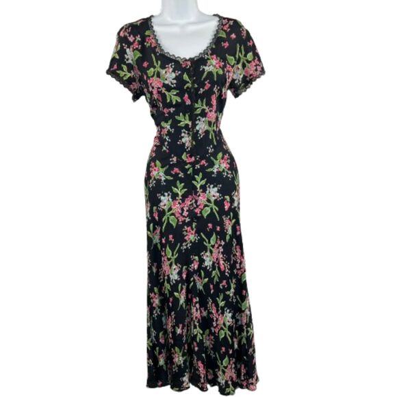 Olivia Dresses & Skirts - Vintage Olivia Petite Lace &  Floral Button Down Maxi Dress Size P Small